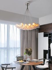 Nordic Light Luxury Living Room Bedroom Glass Pendant Lamp Designer Restaurant Decor Lighting Glass Bubble Ball In Ball Pendant Lamp