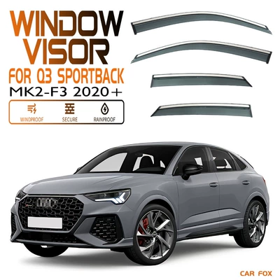 Rain shield — Sportback Window - standard-packing-without-logo-audi-q3-coupe-mk2-f3-2020-2024-pc-silver-bright-strip-window-rain-shield