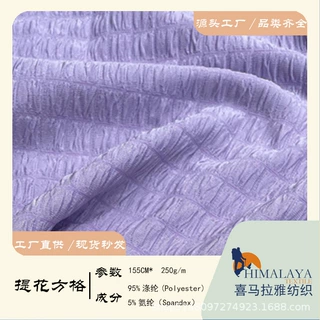 250g提花小方糖方格布料涤氨亲肤柔软立体肌理纹理运动休闲服装
