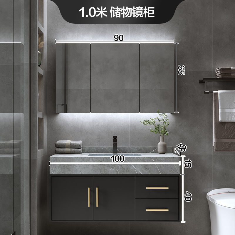 Placa de roca integrada cuenca gabinete de baño combinación de luz de lujo baño lavabo gabinete de mesa de lavado traje