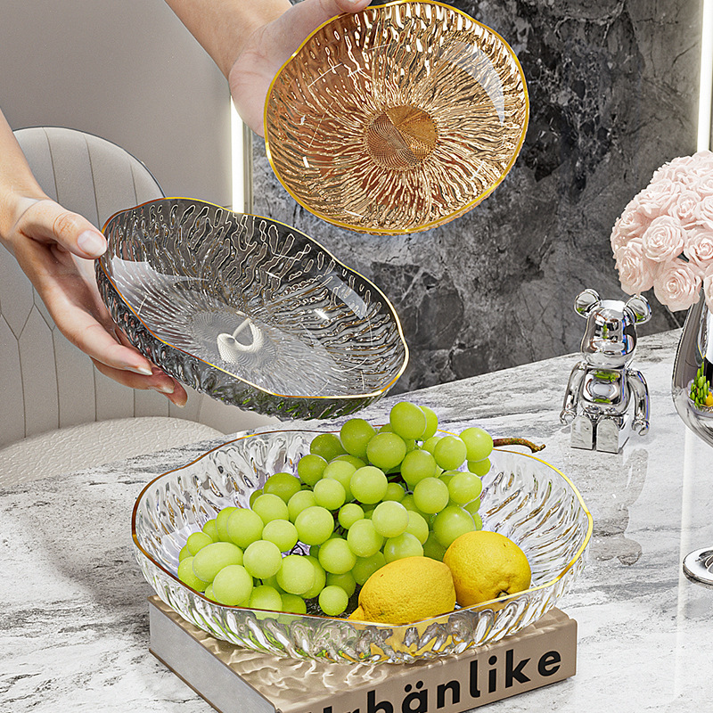 Transparent Fruit Plate for Home Use, Large Capacity Fruit Tray, Plastic Living Room Snack Tray, High-Value Fruit Plate, Candy Tray, Coffee Table Tray
