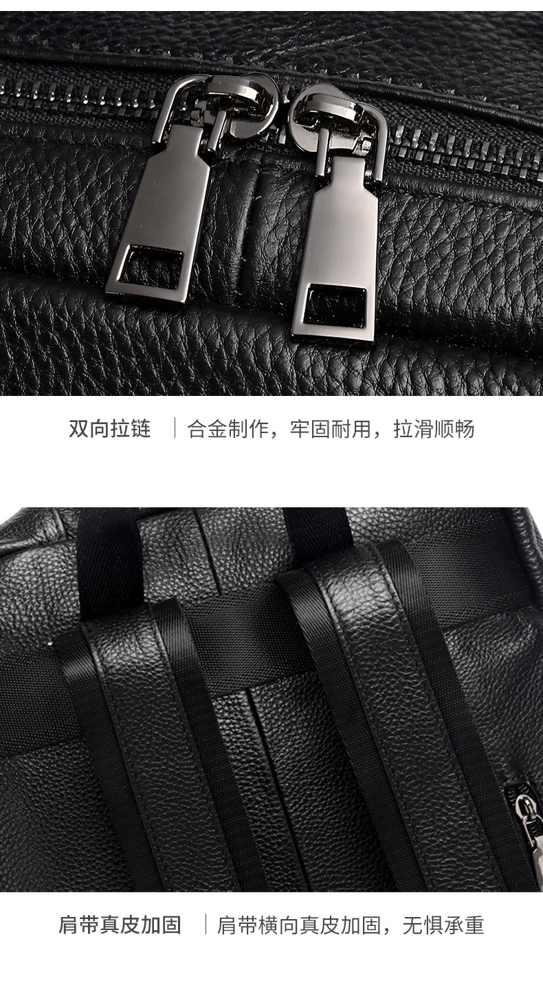 Balo da thật Lion Leiden sức chứa lớn, da bò lớp đầu, chống nước, phù hợp laptop 17 inch — Màu đen chi tiết 9