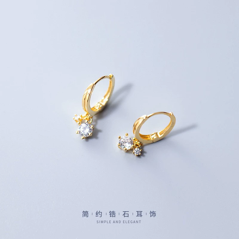 Серьги серебро 925 образец — корейский минимализм, простая элегантная zirconia капля