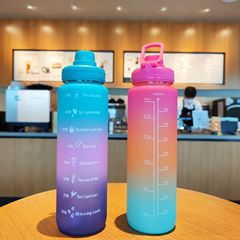 New three-color colorful gradient matte plastic water cup direct drinking type portable handle sports water bottle 1000ml