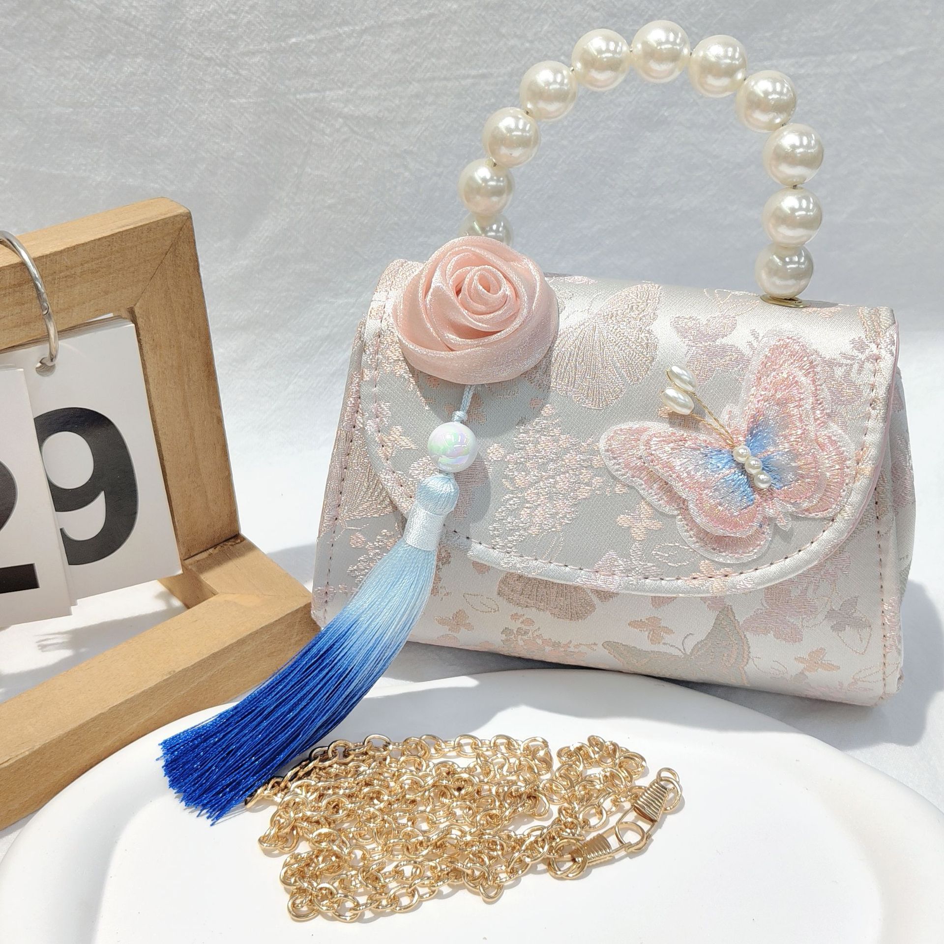 Bolso de arco para niños bolso de rosa de verano bolso de mochila para chicas bolso de princesa de perla pequeña bolsa de cambio de viento fragante