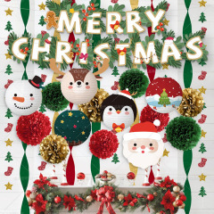 Ins風クリスマスパーティー装飾ショーウインドー客間場所配置クリスマス紙提灯紙花拉旗掛け飾り