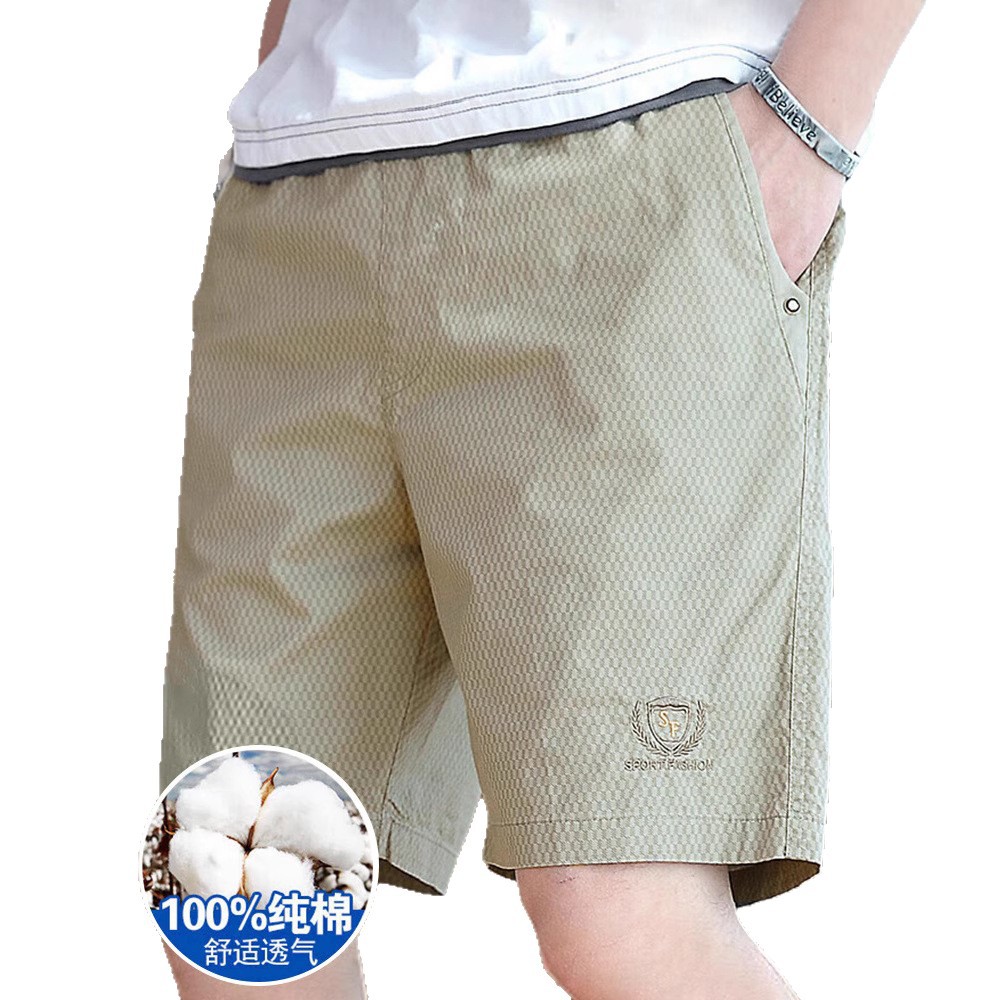 2025 New Pure Cotton Casual Shorts Men's Summer Thin Outer Wear Five-Point Pants Large Pants Loose Five-Point Medium Pants