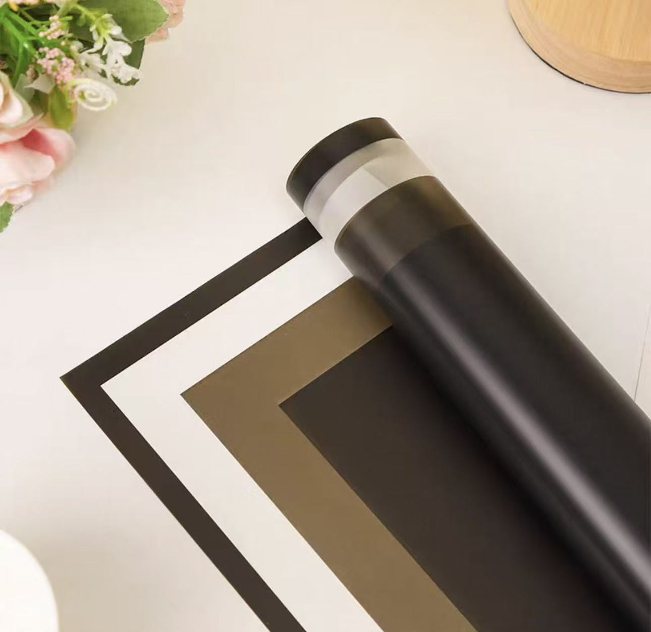 Borde dorado película de gelatina impermeable papel mate flor papel de embalaje ramo floral Día DE LA Madre material de papel de embalaje al por mayor