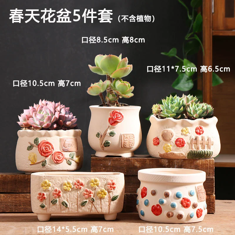 Creative Ceramic Flower Pot, Handmade Factory Direct, Assorted Decorative Designs, Small 7–10 cm