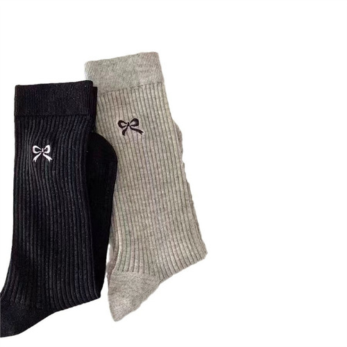 Summer butterfly knot girl medium thickness holes ultra-thin miu style solid color women's socks versatile mesh anti-slip stack socks