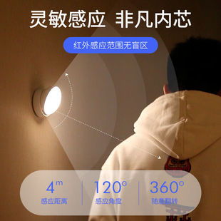 Led Rechargeable Human Body Sensor Lamp Household Energy-Saving Night Light Bedroom Sound and Light Control Unplugged Corridor Lamp Bathroom