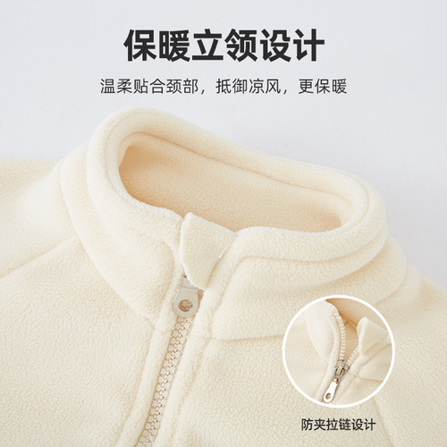 Children's and Baby Korean Style Outerwear for Autumn and Winter, Thick and Fuzzy, Solid Color Loose Top for Toddlers and Infants