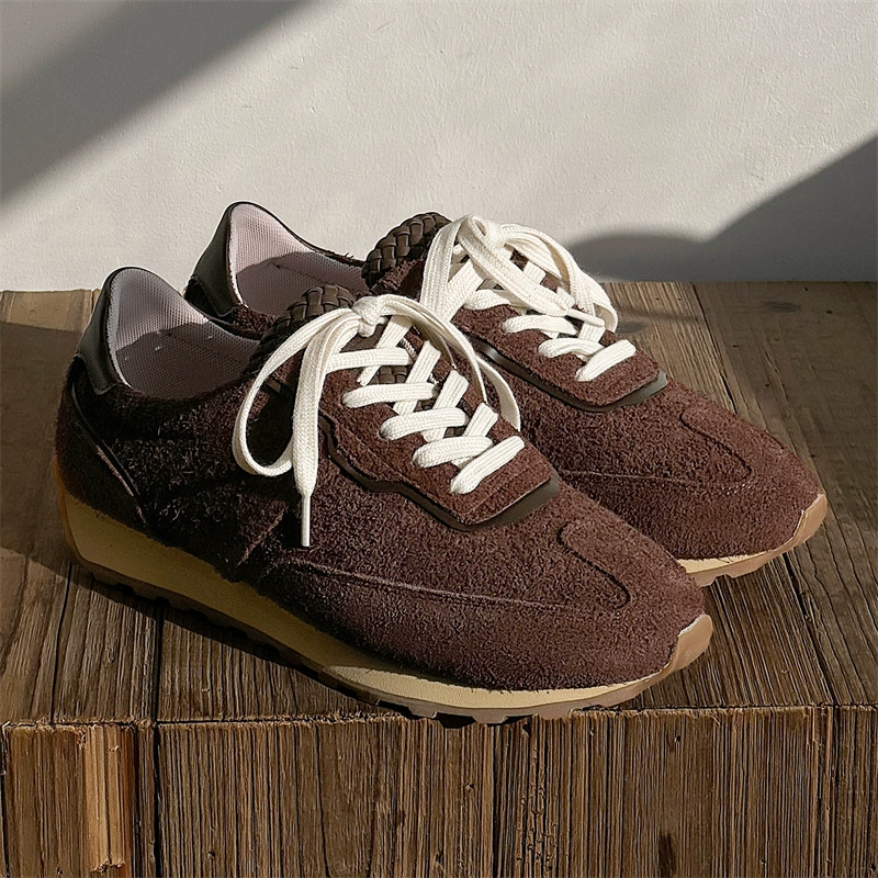 Темно-коричневые ретро женские туфли 2025 новый классический арган повседневные женские плоские кроссовки арган