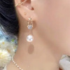 Small design advanced earrings from pearl, zirconium, silver needle, high-quality style, 925 sample silver, light luxury style, french style