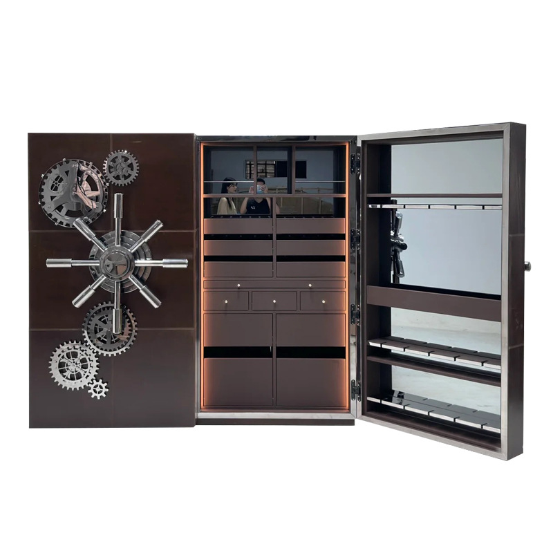 Portuguese Light Luxury Stainless Steel Luxury Wine Cabinet Against the Wall High-End Mansion Villa Living Room Designer Home Storage Cabinet