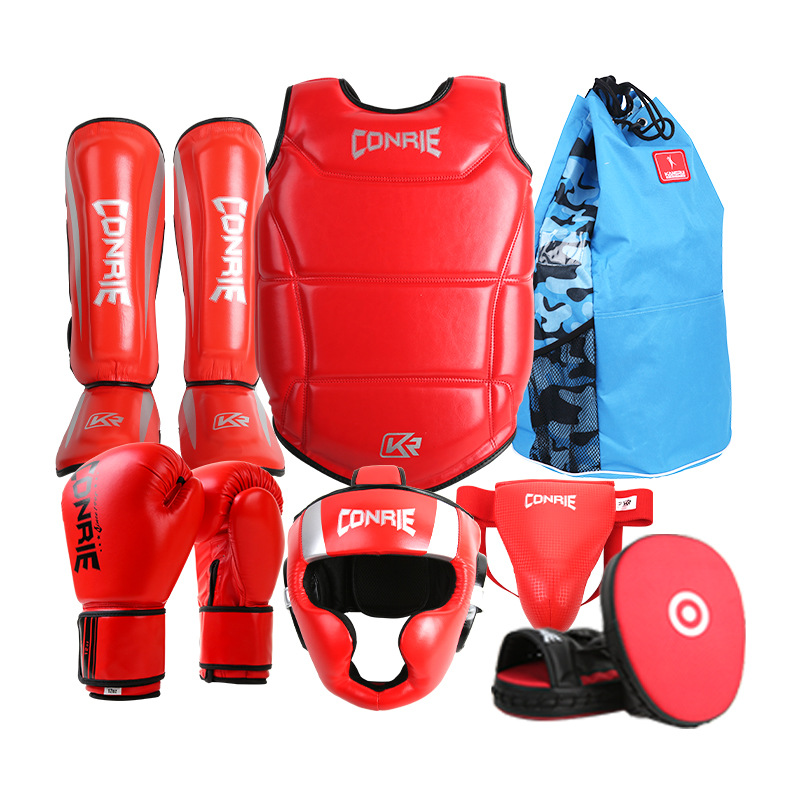 Kangrui nueva Sanda boxeo traje de equipo de protección boxeo para niños Muay Thai protector de la cabeza protector de la entrepierna protector de la pierna