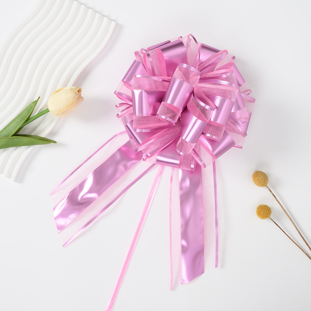 Nuevo 70 hilo de nieve mate fit bola de cola larga flor embalaje de regalo de navidad metal mano tirar flor boda coche tirar flor cinta