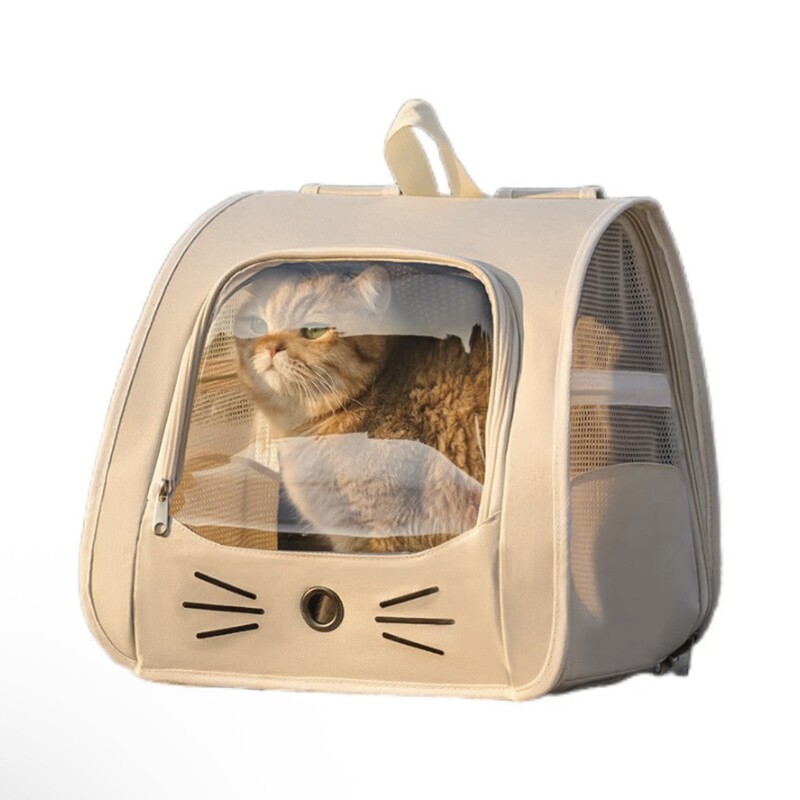 Transparent anti-scratch foldable stress-relief large-capacity non-deformable backpack for cats and pets, portable travel bag