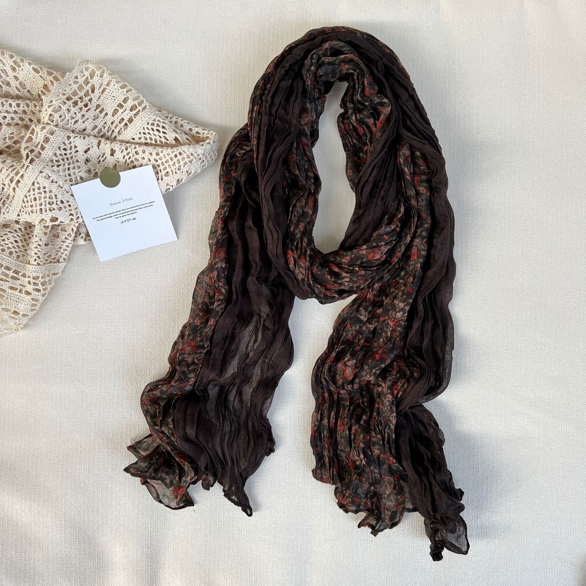 cotton and linen Material Flower Pattern All Seasons Season Women's Casual Flower Cotton And Linen Printing Scarf