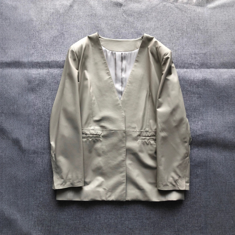 Early spring new style sheepskin suit lightweight no burden collarless simple leather suit jacket Early spring new style sheepskin suit lightweight no burden collarless simple leather suit jacket