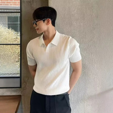 男士polo短袖韩系潮流翻领t恤男2025夏季薄款纯色百搭针织衫上衣