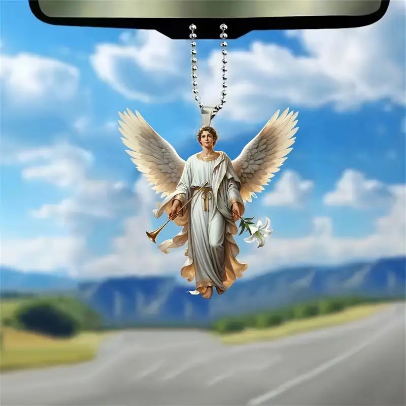 Nuevo colgante ángel acrílico transfronterizo plano para automóviles retrovisor decoración colgante para regalos de vacaciones en el hogar colgante