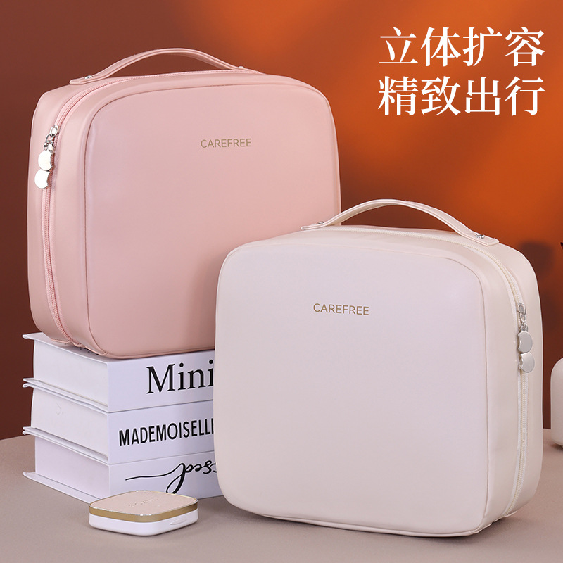 Bolsa de cosméticos portátil de pie para mujeres, salida de gran capacidad, 2025 nueva bolsa de almacenamiento de cosméticos de viaje