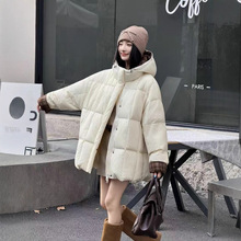 琪镌绘制冬季新款女装时尚款连帽休闲羽绒服宽松大版显瘦外套2511