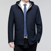 2025春秋新款夹克男款中老年商务休闲男装外套翻领男士休闲派克潮