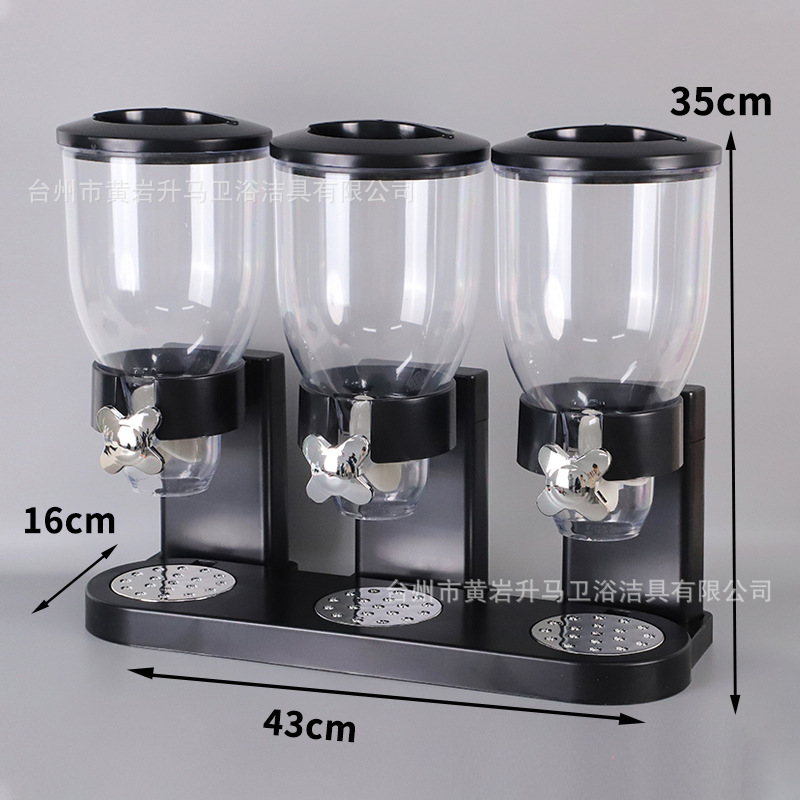 Dispensador de cereales de doble compartimento, recipiente hermético para granos de cocina, avena, frutos secos, recipiente de almacenamiento de snacks, dispensador de granos transfronterizo al por mayor