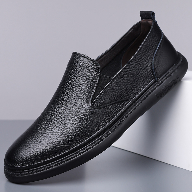 2026 Spring and Summer Leather Sneakers, Fashionable High-Quality Breathable Simple Loafers, Large Size Breathable Casual Shoes
