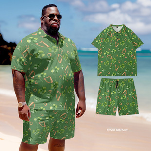 Spring and summer Europe and the United States POLO suit short sleeve men's 3D digital printing plus size daily cross-border foreign trade high street leisure