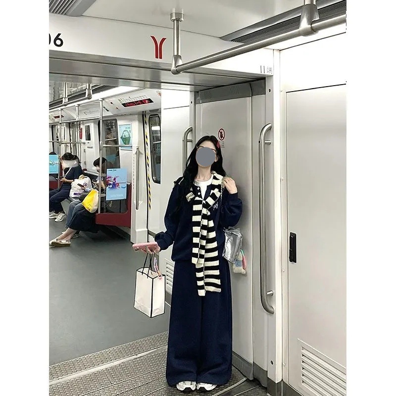 【三件套】黑色带披肩长袖宽松卫衣女叠穿披肩秋冬新款休闲长|undefined