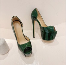 跨境2024欧美外贸新款女鞋防水台鱼嘴细高跟侧空单鞋女zg2018-126