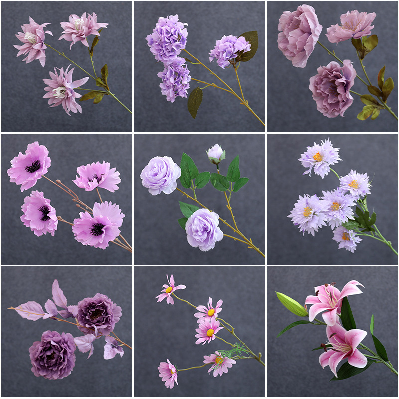 紫色仿真花婚庆假花绣球花插花婚礼花艺花材绢花装饰布置花批发热|undefined