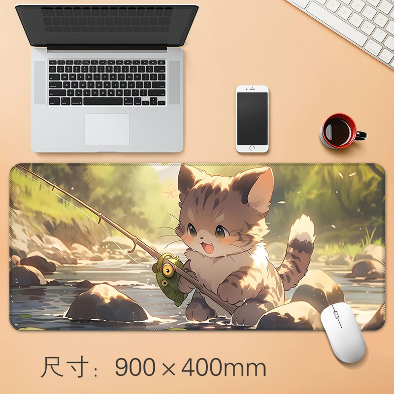 源头工厂直销大号鼠标垫创意动漫小猫办公桌垫防滑精密锁边鼠标垫|undefined