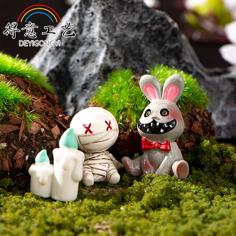 Micro Landscape Ornaments Halloween Mummy Skull Wizard Ghost Easter Resin Small Halloween New Style