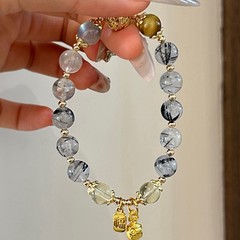 巧恩珠宝黑发晶金发晶柠檬晶水晶手链手串设计款厂家直销批发