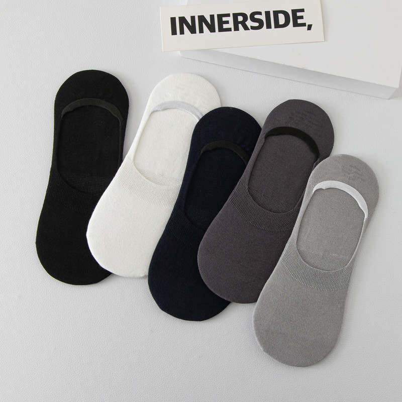 Bamboo fiber socks men's short socks summer thin deodorant sweat-absorbent mesh breathable invisible boat socks non-slip heel