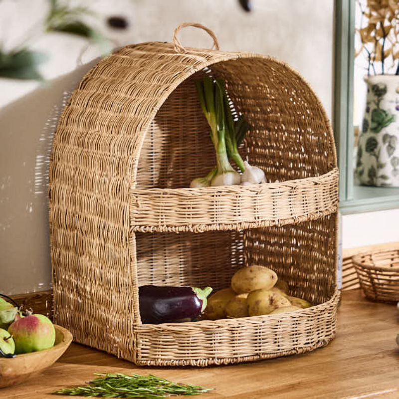 Estante de cocina de tela de caña Estante de almacenamiento multicapa de escritorio doméstico Estante de verduras Estante de verduras Cestas de almacenamiento de frutas