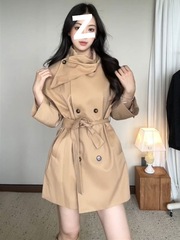 小个子英伦风双排扣风衣女2025秋季韩版气质通勤百搭显瘦长袖外套
