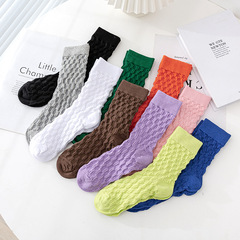 Women's Colorful Mid-Calf Socks, Worn Outside, Long Socks, Candy Color, Combed Cotton, Instagram Style, Personality Bubble Socks, Korean Version, Trendy Socks