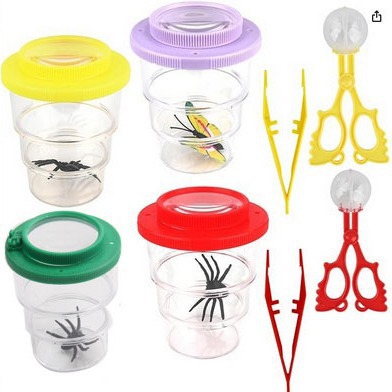 放大镜观察杯 3倍6倍双镜头儿童户外套装探索昆虫放大镜观察盒