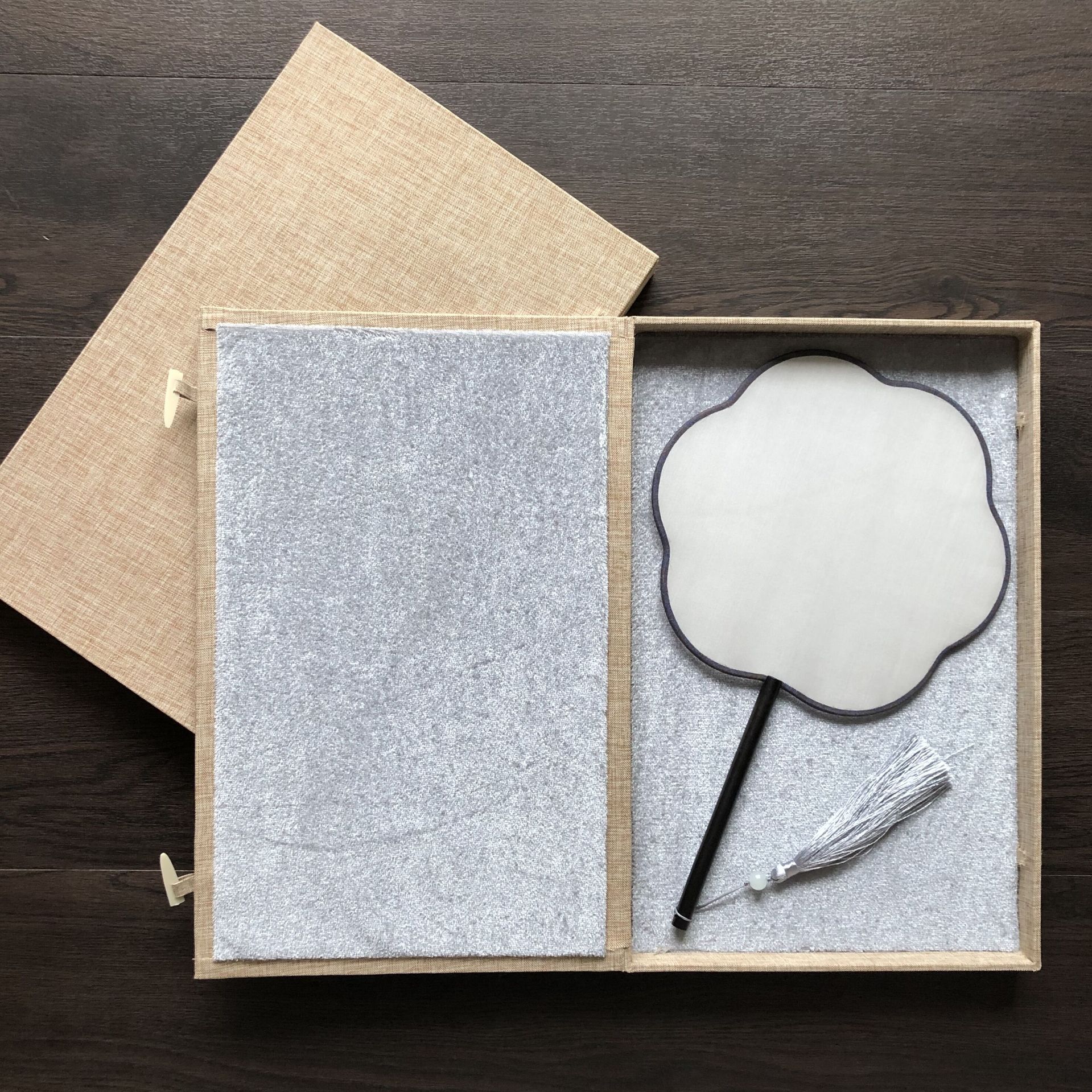 苏绣圆扇盒子锦盒宫扇礼品盒团扇包装大锦盒红色（不含扇徐小