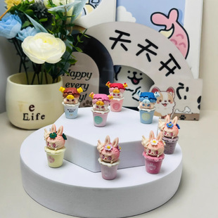 Labubu Girl Milk Tea Cup Cute Handmade Doll Car Ornament Trendy Cute Pendant