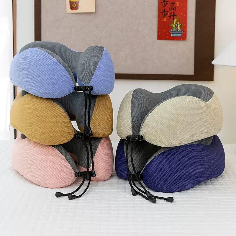 夏季U型枕冰丝凉感护颈枕可定logo旅行u形枕跨境记忆棉u型护颈枕