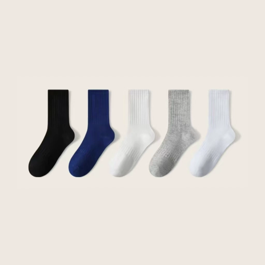 Хлопковые летние knee socks с антибактериальной нескользящей подошвой, середина длины, 6 цветовых вариантов