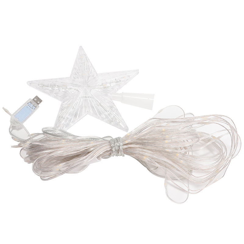 Lámpara de hilo de cuero led cadena de luz solar cadena de luz al aire libre romántico árbol de Navidad decoración lámpara de estrella de techo de árbol