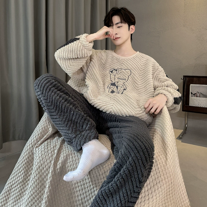 2024 Коралловый бархат мужская пижама мужская весна и осень