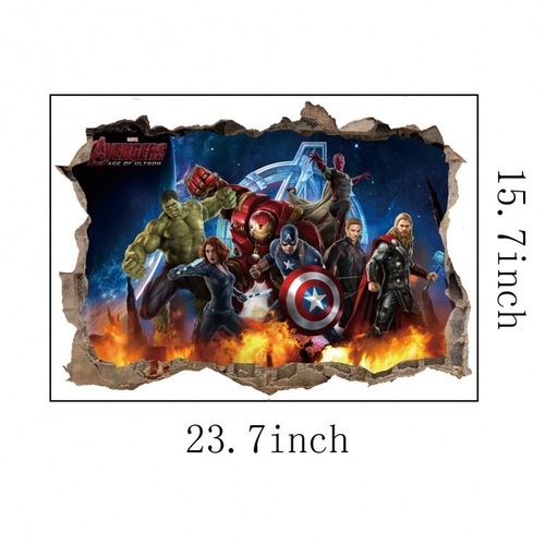 Marvel Sticker 3D Avengers Break Wall Hulk Wall Sticker for Living Room Bedroom Decor Wall Decal Sticker